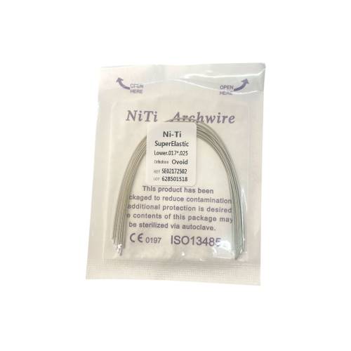 Arco de Ortodoncia NI-TI Super Elastic Ovoide Inferior 017*025