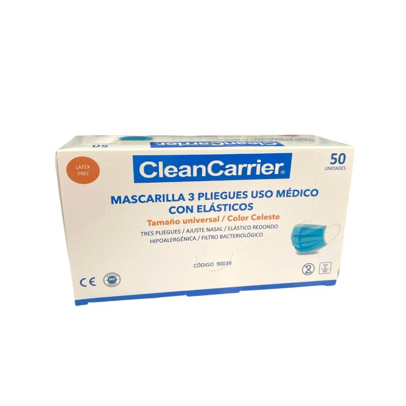 Mascarilla 3 pliegues con elástico