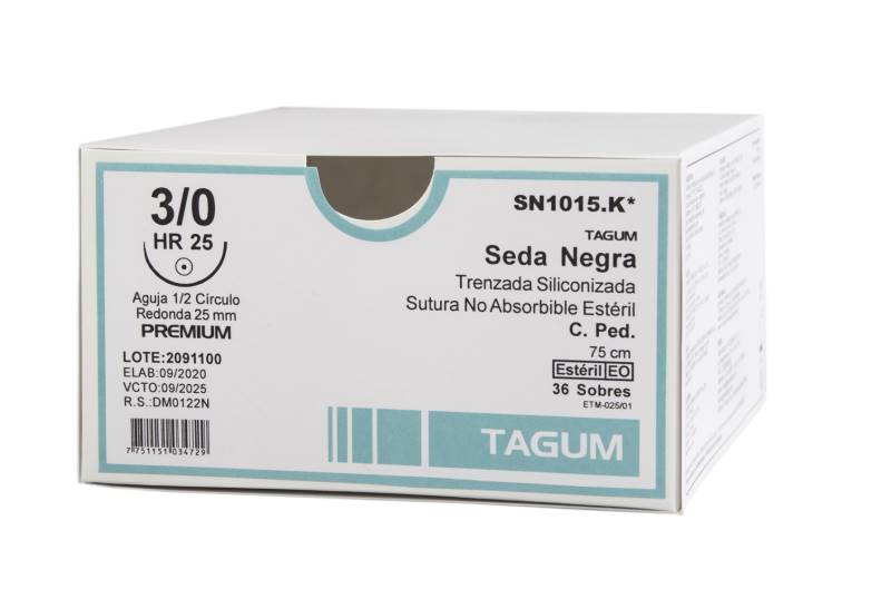 Sutura Seda Negra Trenzada TAGUM 
